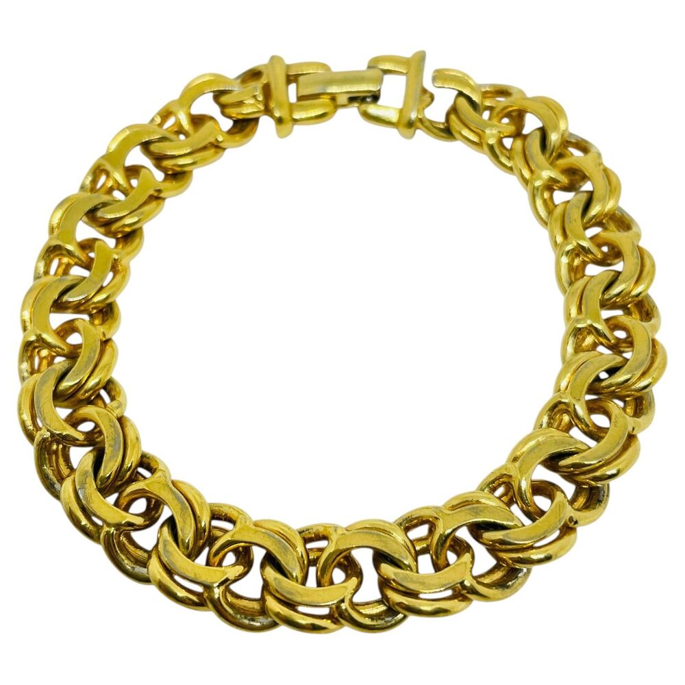 Vintage MONET signed gold tone designer chain bracelet